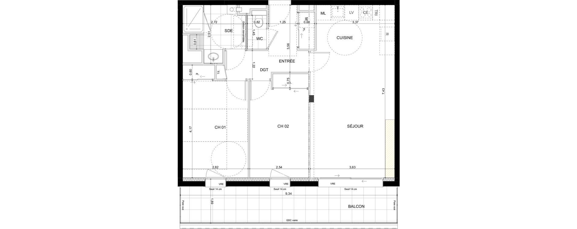 Appartement T3 de 63,82 m2 &agrave; La Chapelle-Des-Fougeretz Centre