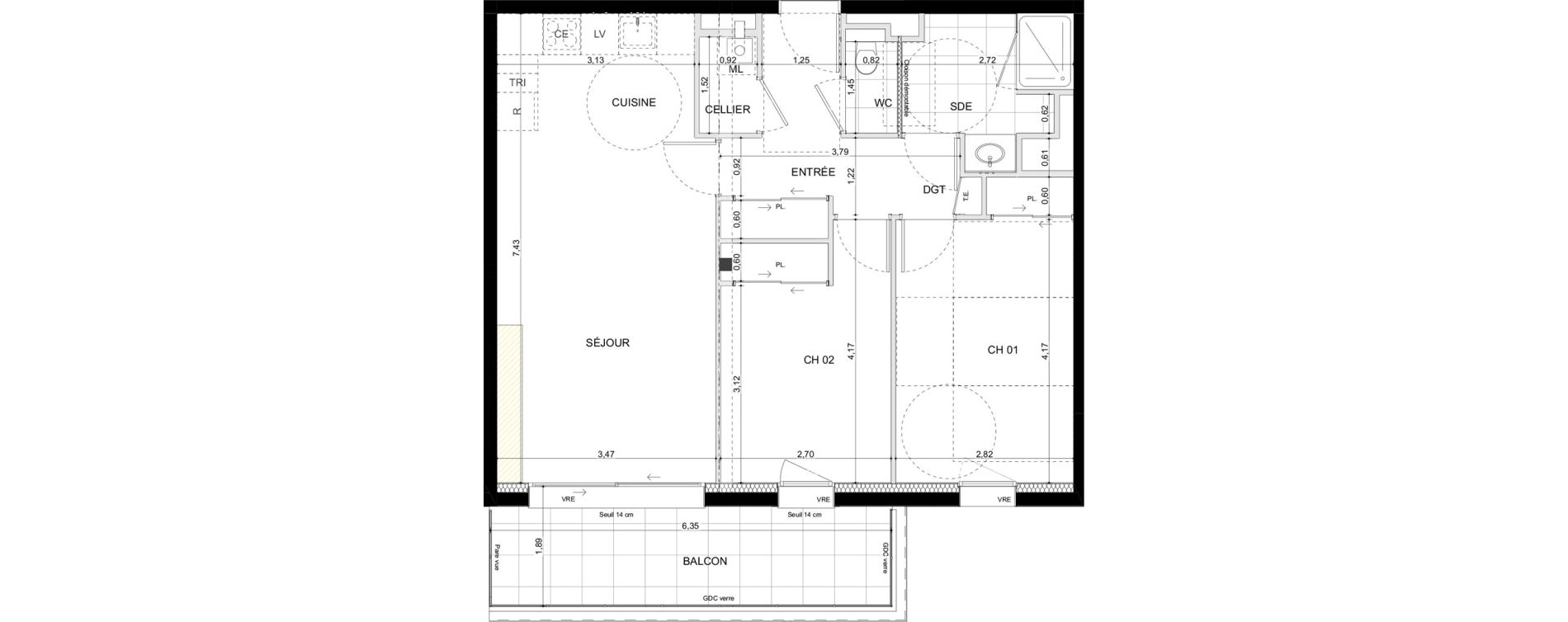 Appartement T3 de 63,48 m2 &agrave; La Chapelle-Des-Fougeretz Centre