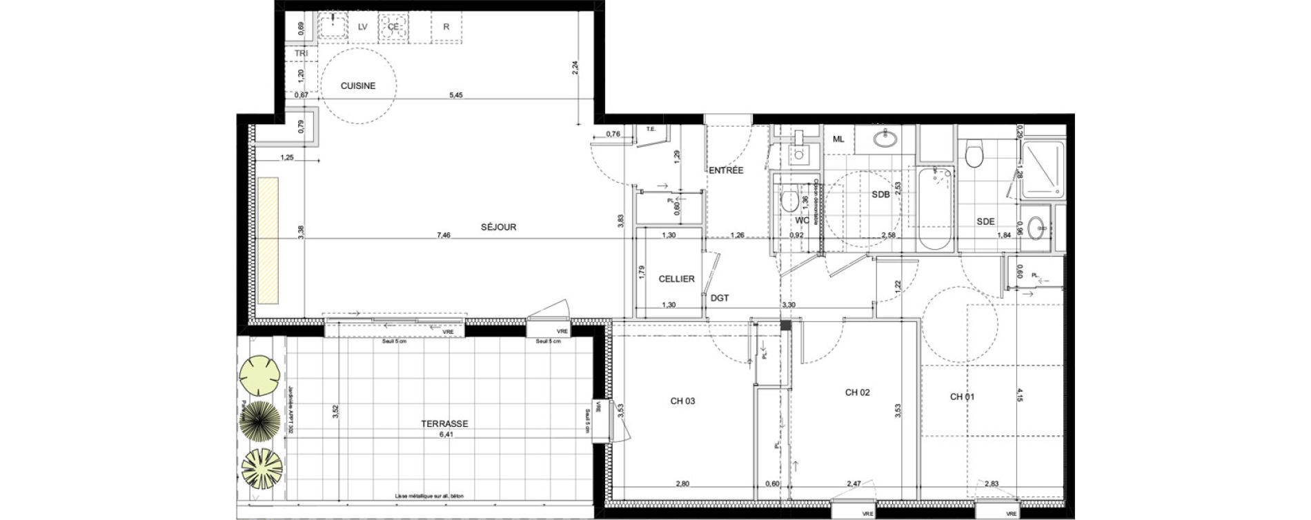 Appartement T4 de 99,90 m2 &agrave; La Chapelle-Des-Fougeretz Centre