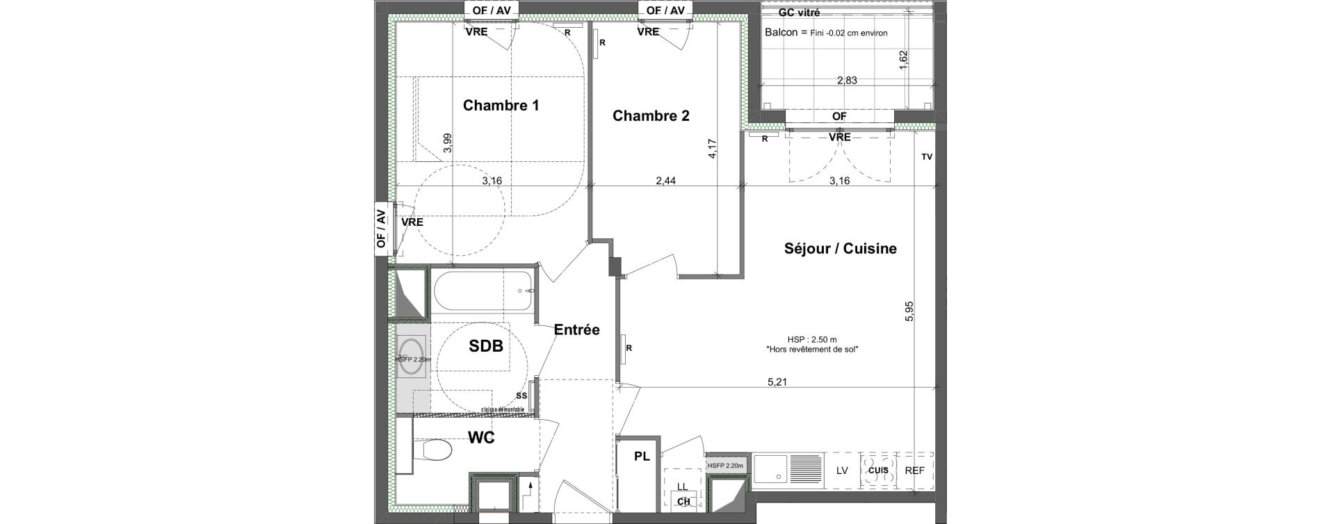 Appartement T3 de 61,36 m2 &agrave; La Chapelle-Des-Fougeretz Centre