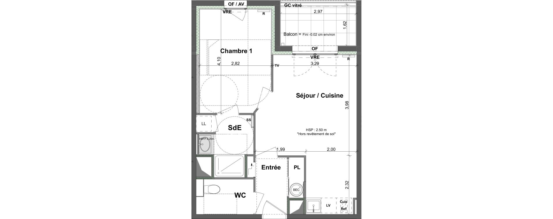 Appartement T2 de 41,66 m2 &agrave; La Chapelle-Des-Fougeretz Centre