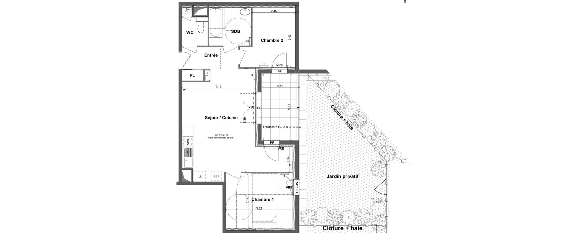 Appartement T3 de 60,95 m2 &agrave; La Chapelle-Des-Fougeretz Centre
