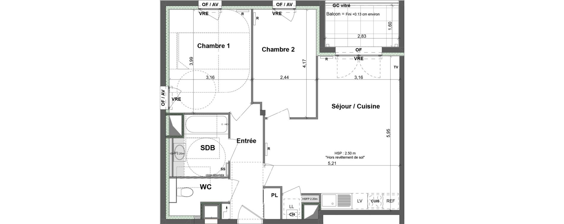 Appartement T3 de 61,14 m2 &agrave; La Chapelle-Des-Fougeretz Centre