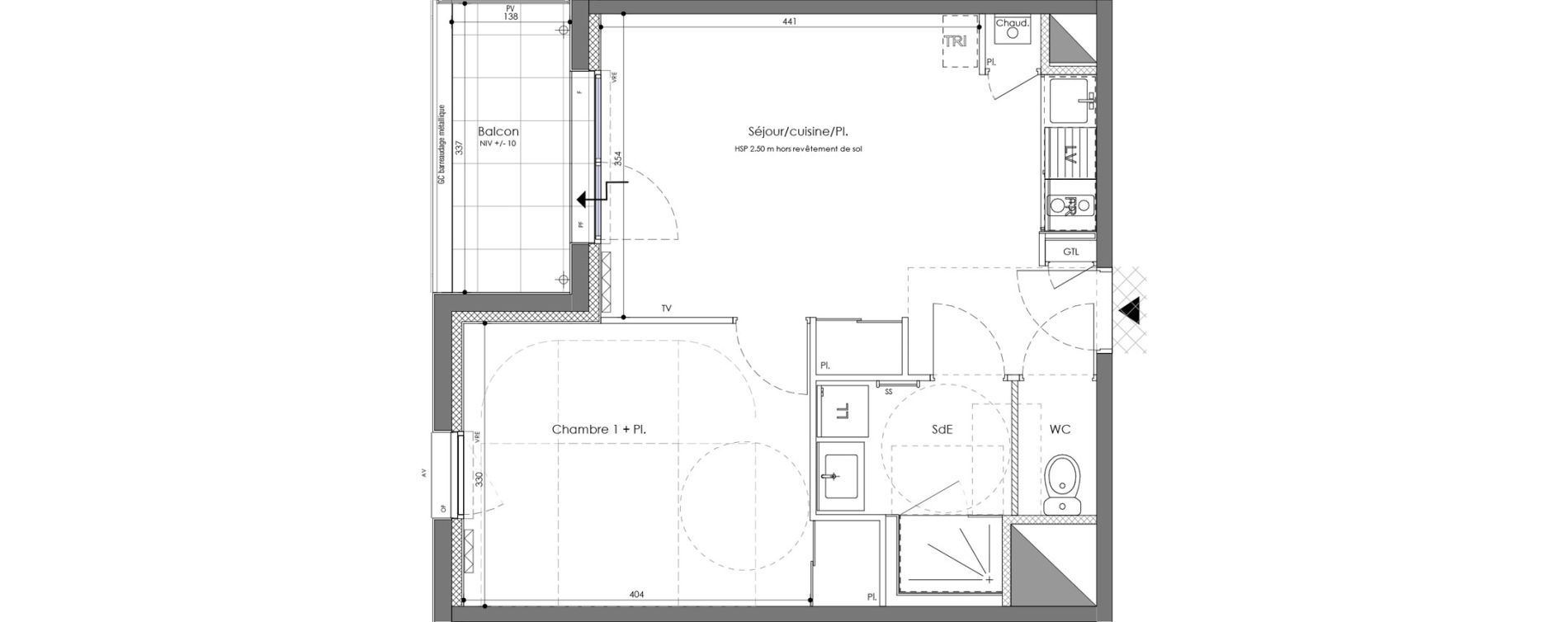 Appartement T2 de 42,08 m2 &agrave; La Chapelle-Des-Fougeretz Centre