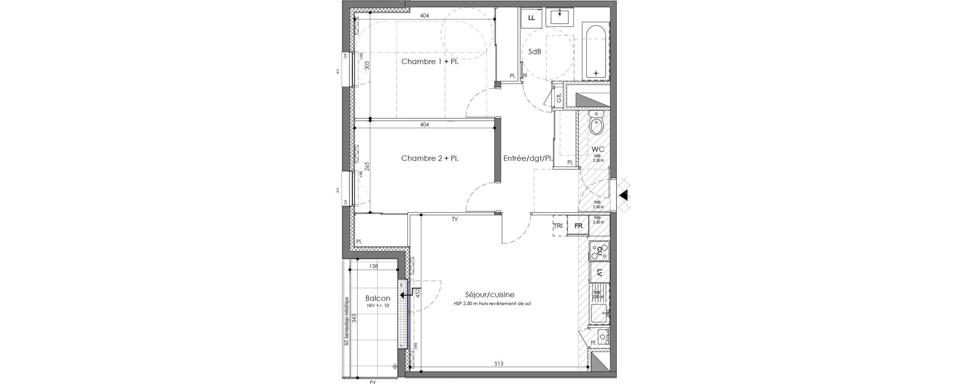 Appartement T3 de 67,44 m2 &agrave; La Chapelle-Des-Fougeretz Centre