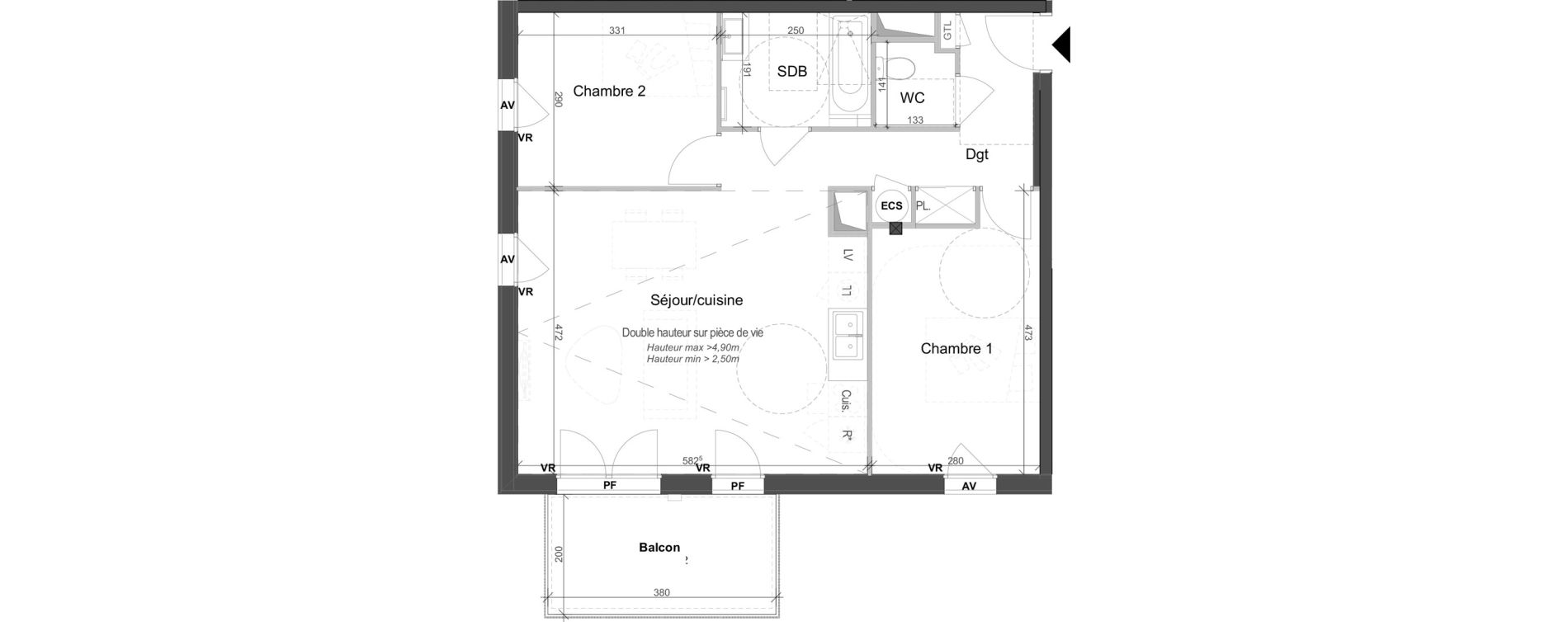 Appartement T3 de 63,41 m2 au Rheu La tr&eacute;meli&egrave;re