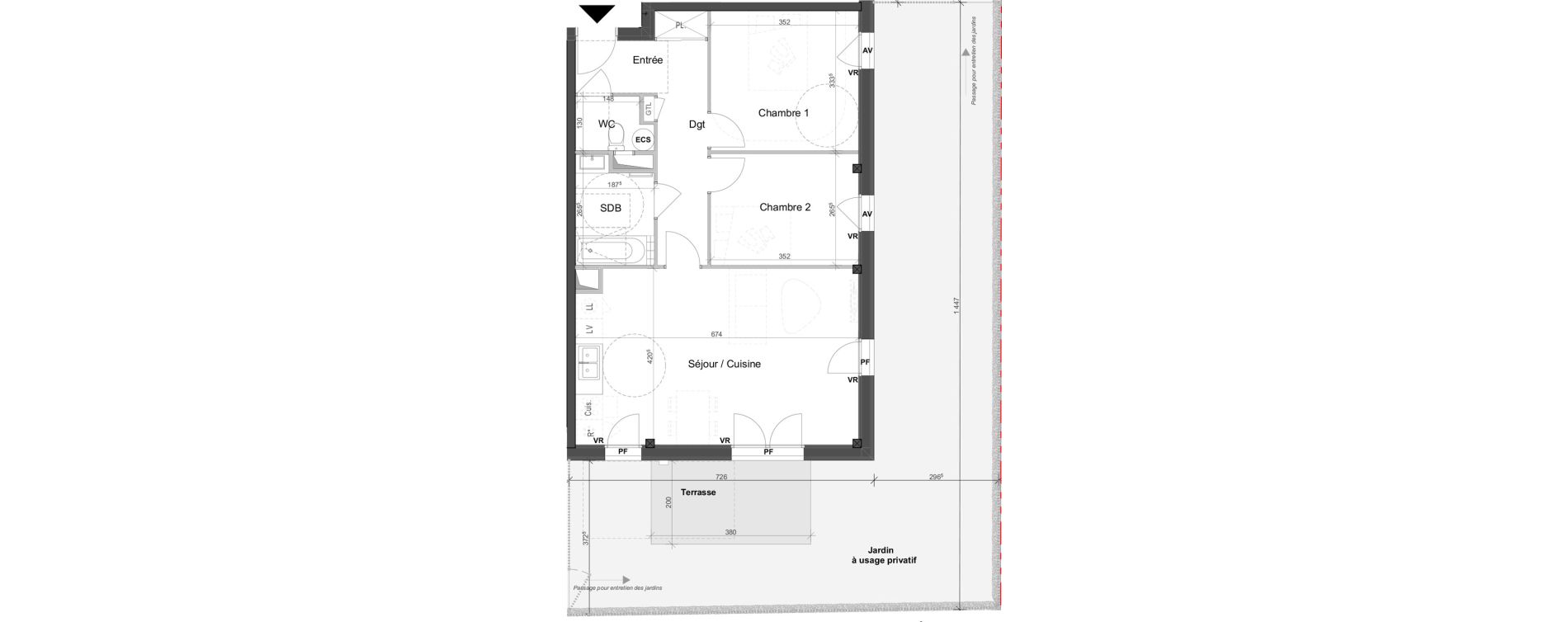 Appartement T3 de 65,25 m2 au Rheu La tr&eacute;meli&egrave;re