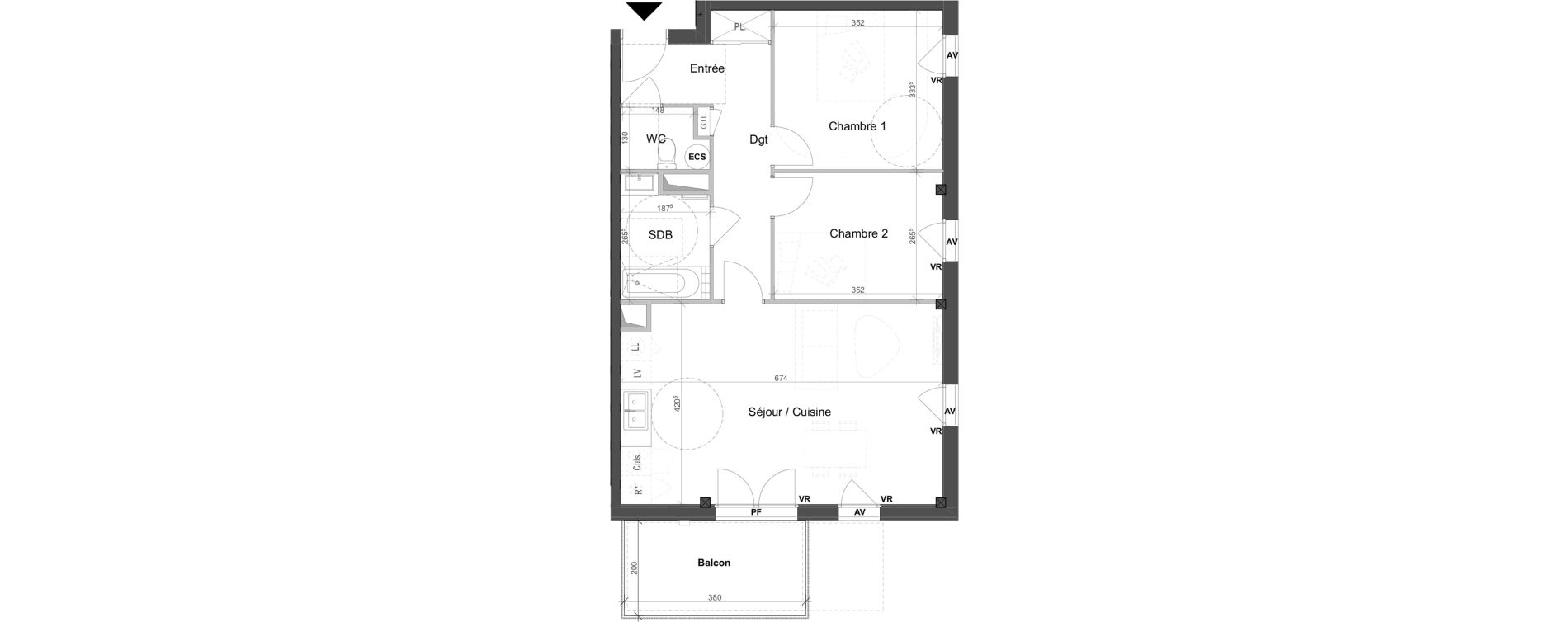Appartement T3 de 65,26 m2 au Rheu La tr&eacute;meli&egrave;re