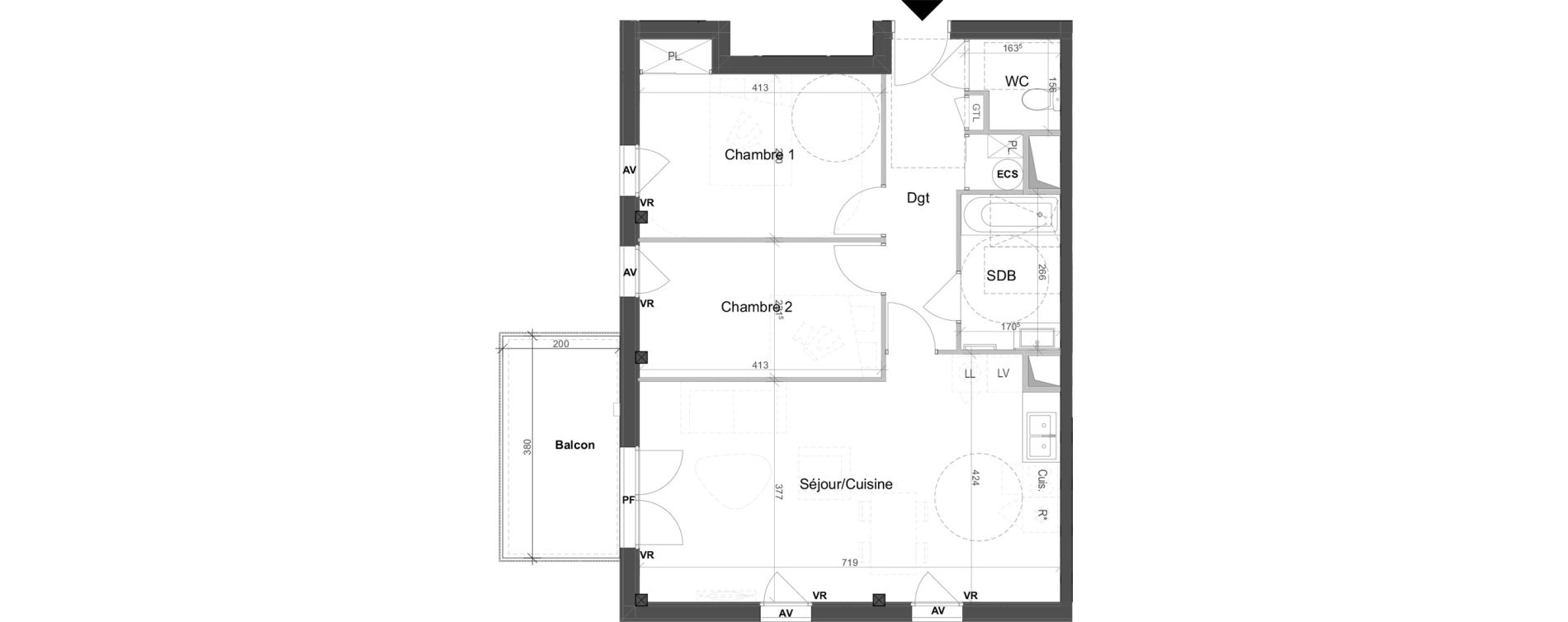 Appartement T3 de 64,05 m2 au Rheu La tr&eacute;meli&egrave;re