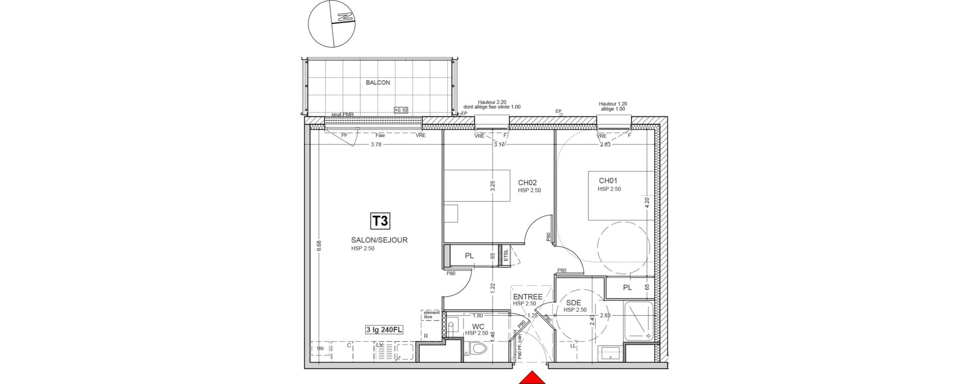 Appartement T3 de 62,95 m2 au Rheu Centre