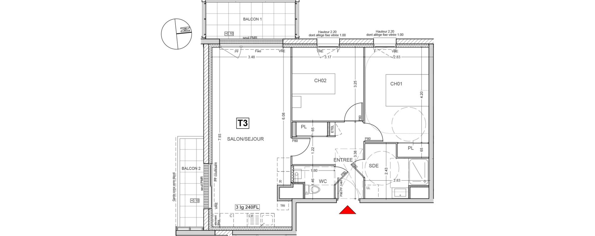 Appartement T3 de 65,35 m2 au Rheu Centre