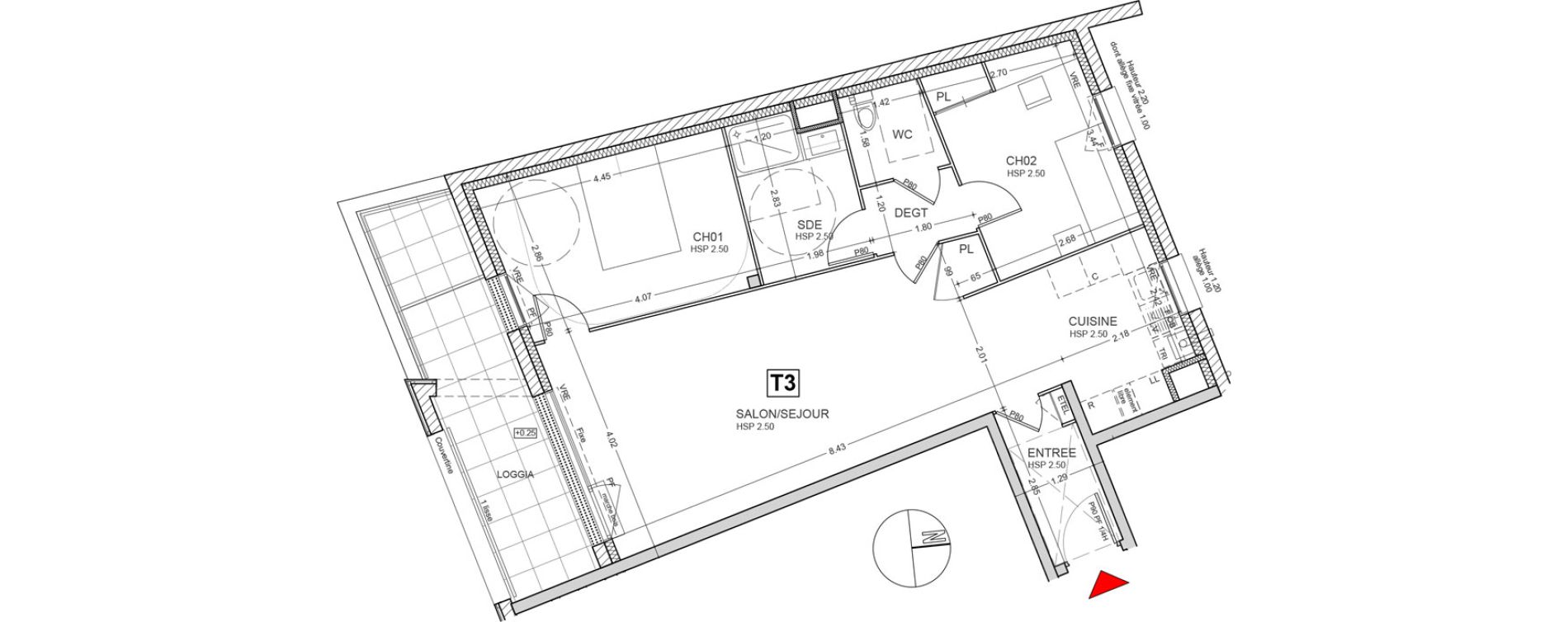 Appartement T3 de 69,68 m2 au Rheu Centre