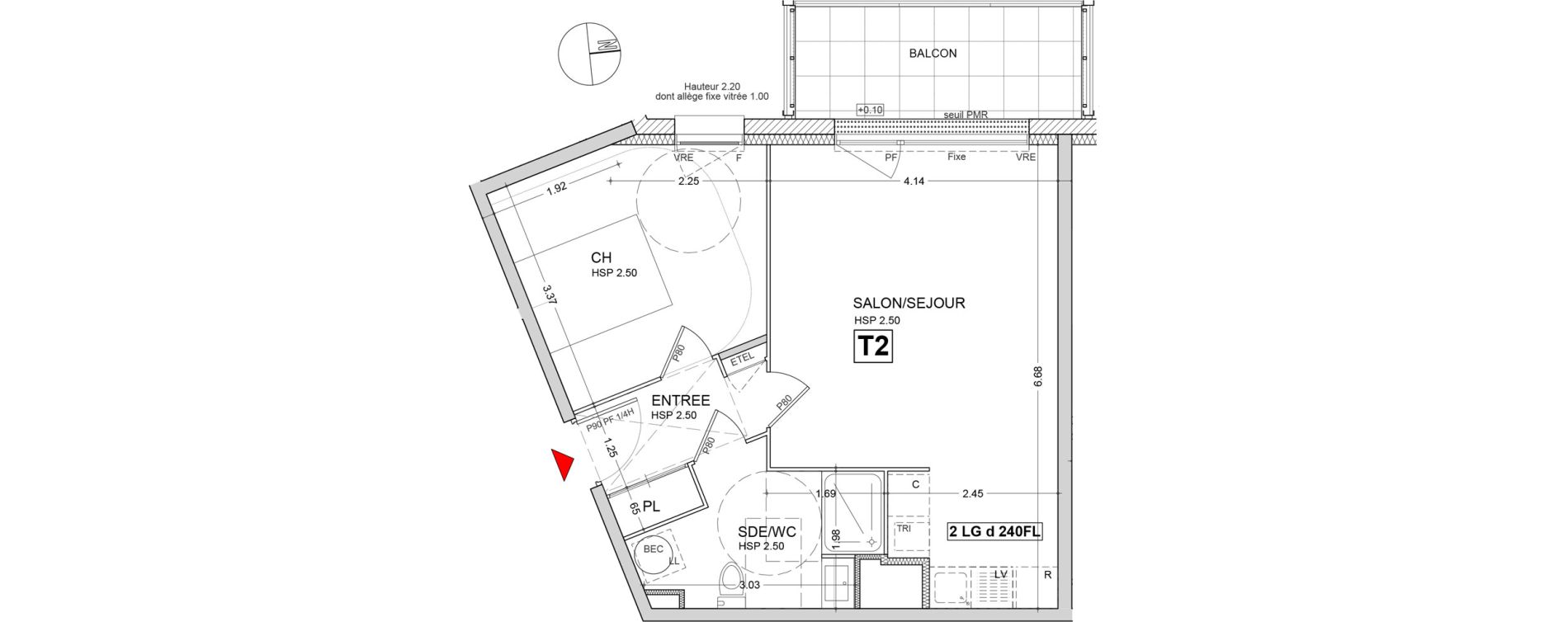 Appartement T2 de 45,26 m2 au Rheu Centre