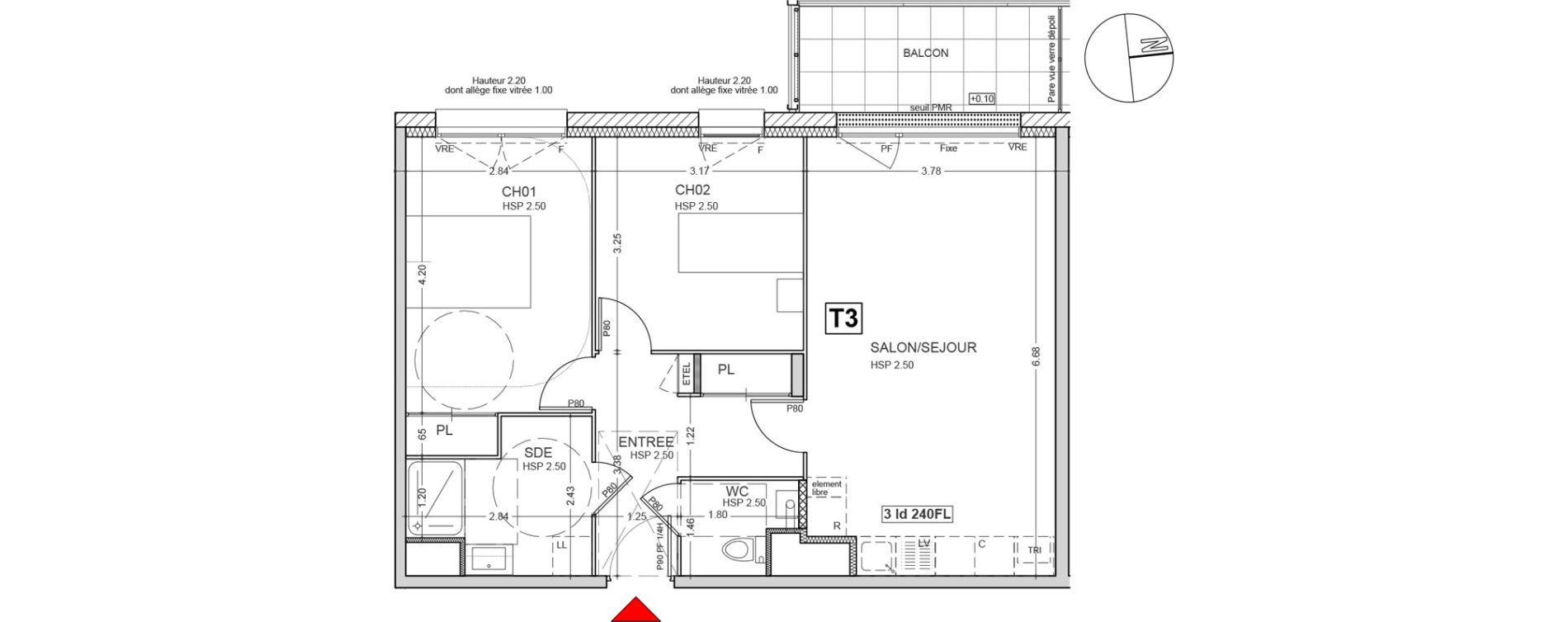 Appartement T3 de 62,97 m2 au Rheu Centre