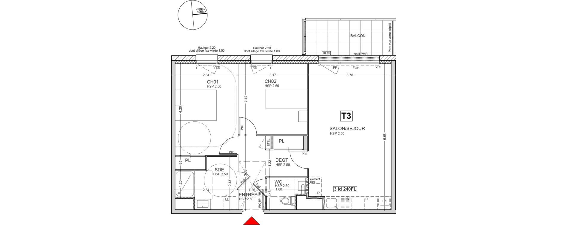 Appartement T3 de 62,97 m2 au Rheu Centre
