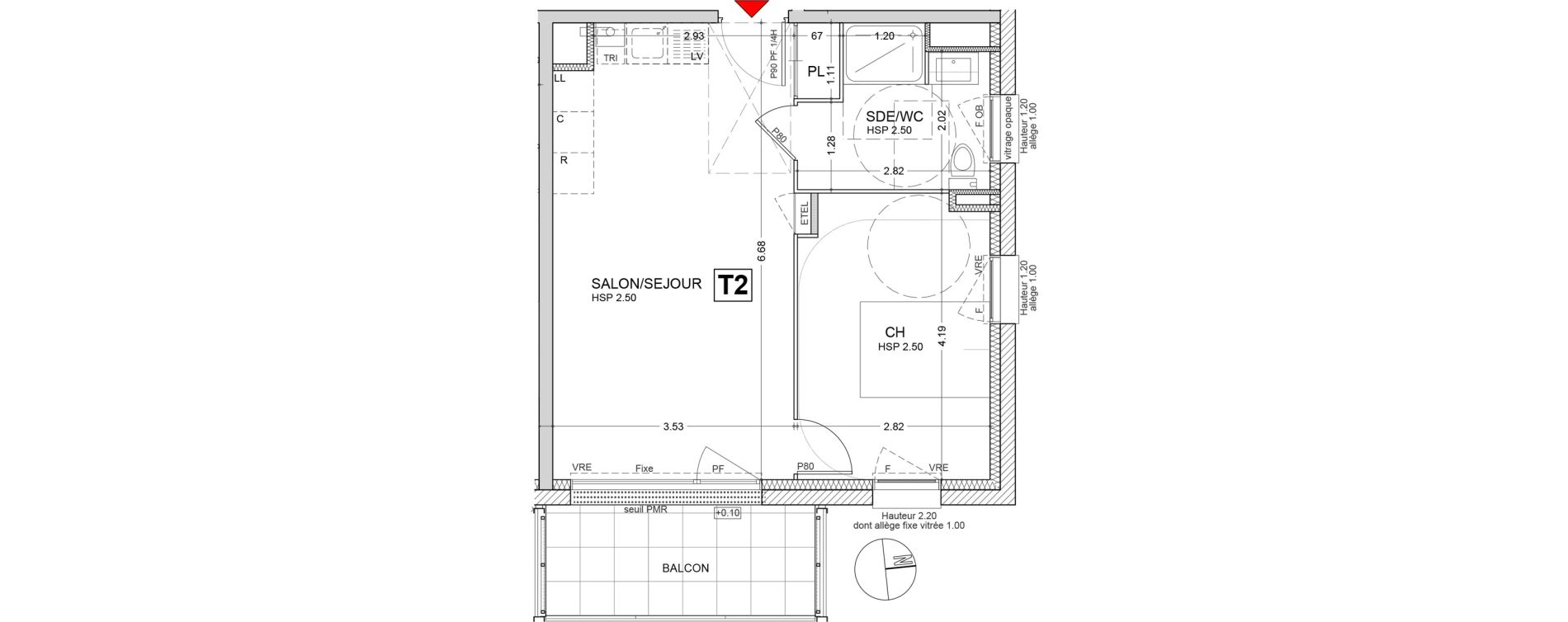 Appartement T2 de 41,00 m2 au Rheu Centre