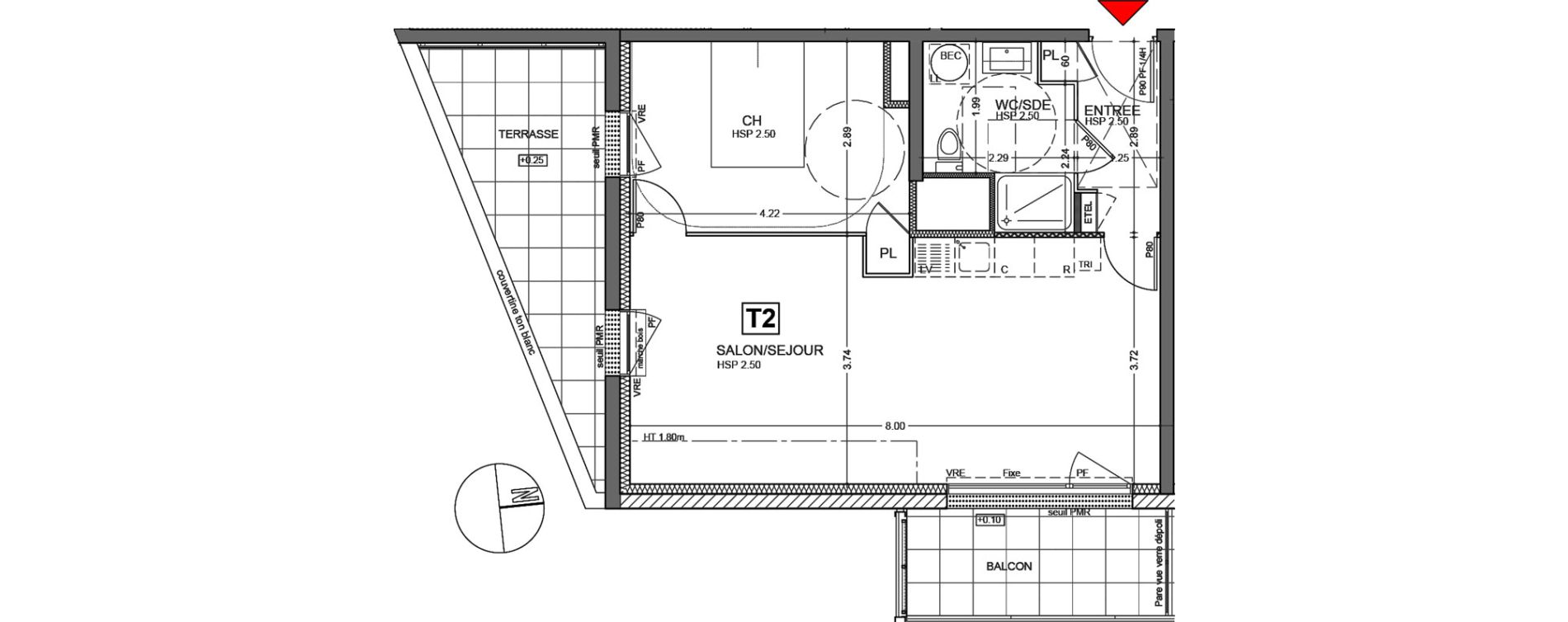 Appartement T2 de 47,78 m2 au Rheu Centre