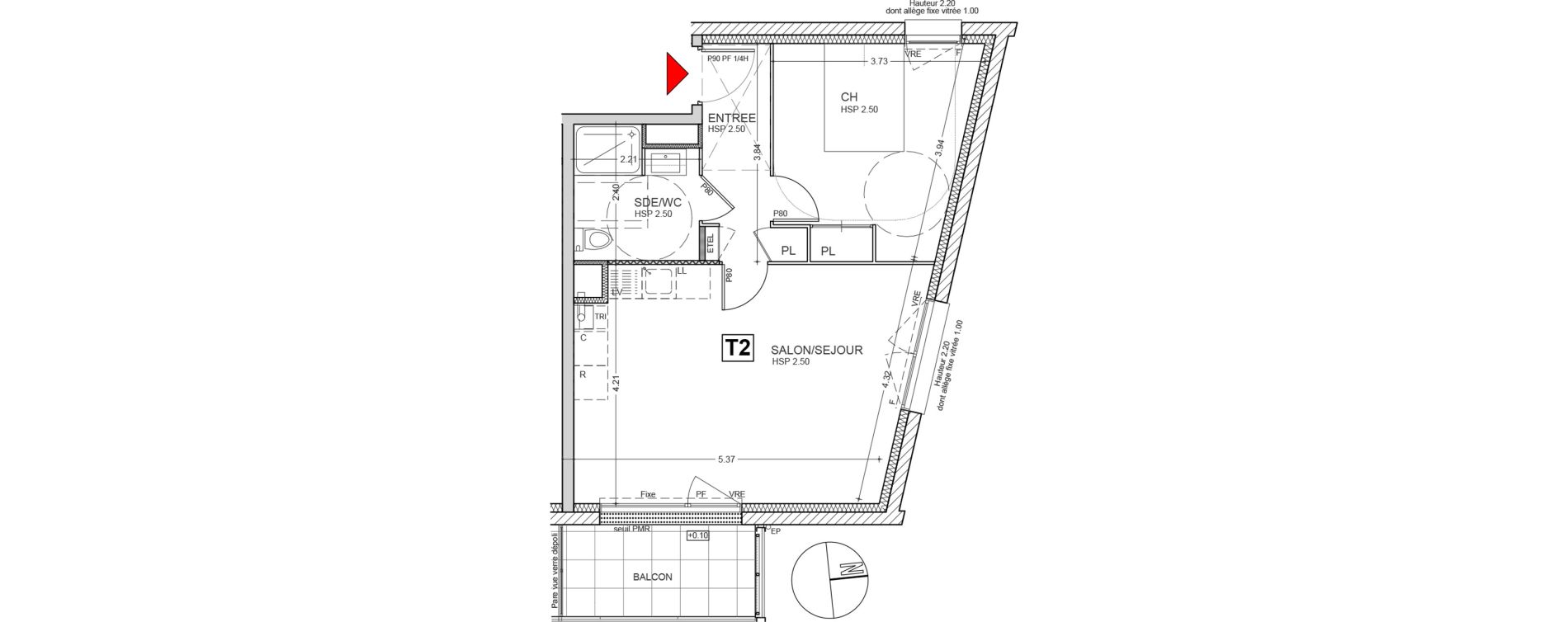 Appartement T2 de 46,00 m2 au Rheu Centre