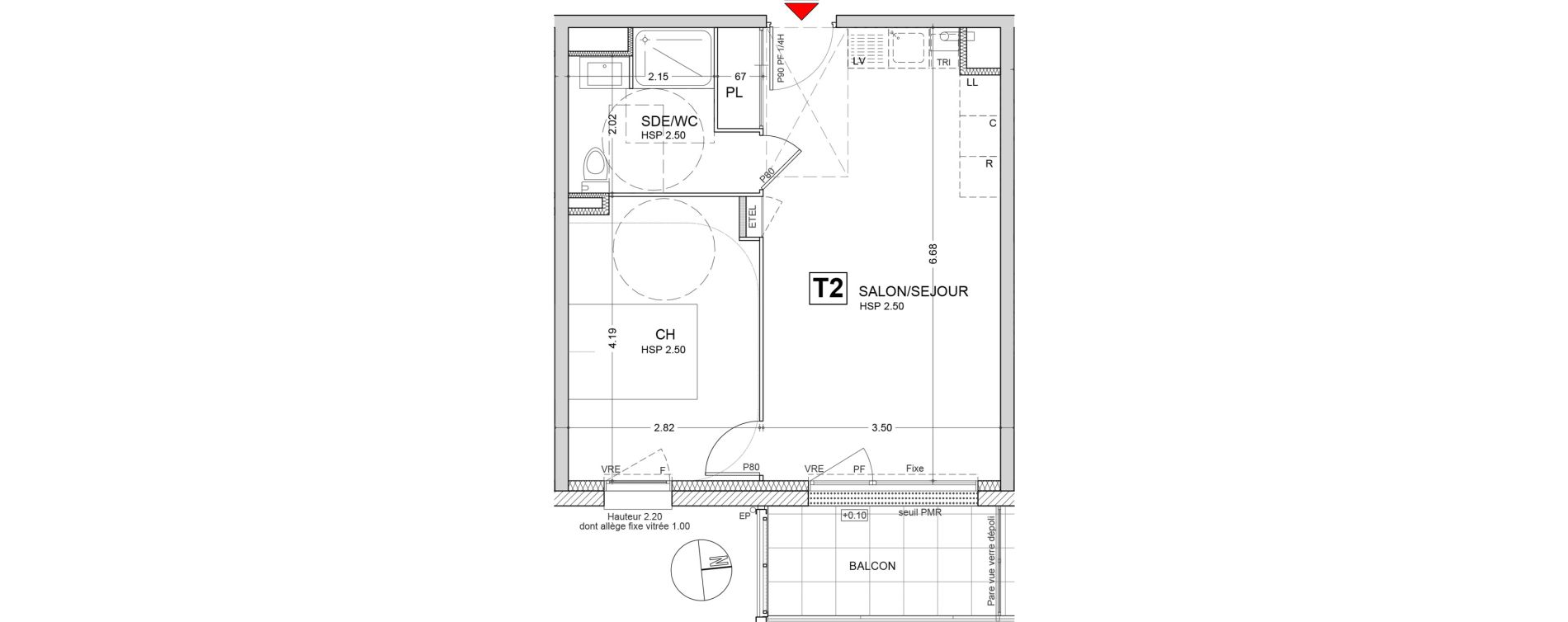 Appartement T2 de 40,79 m2 au Rheu Centre