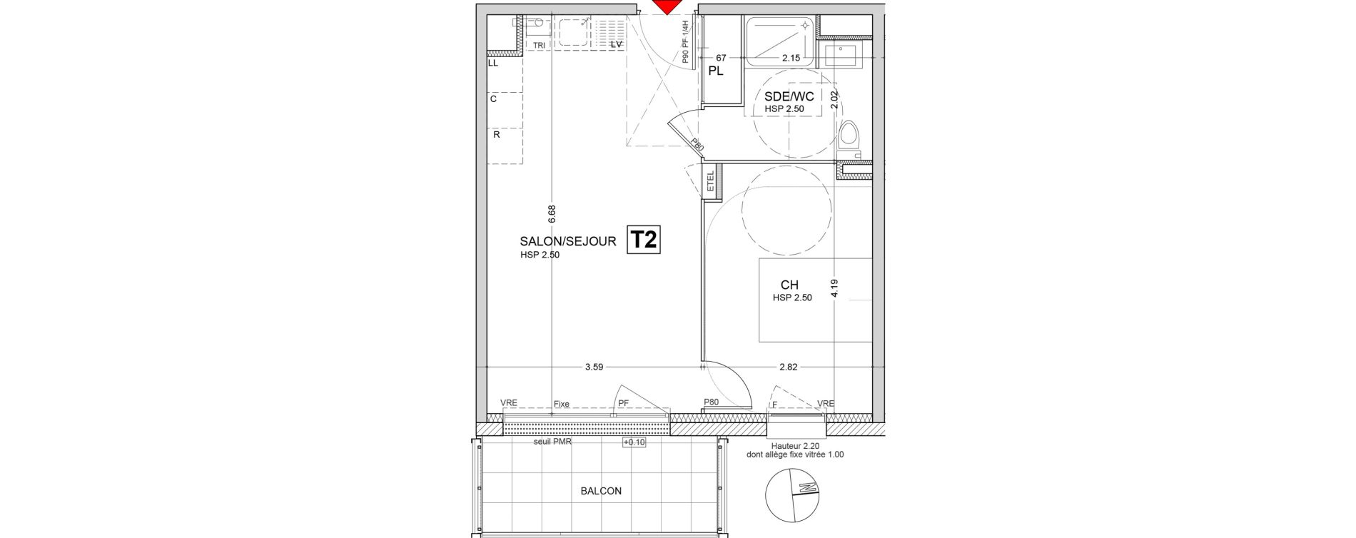 Appartement T2 de 41,39 m2 au Rheu Centre