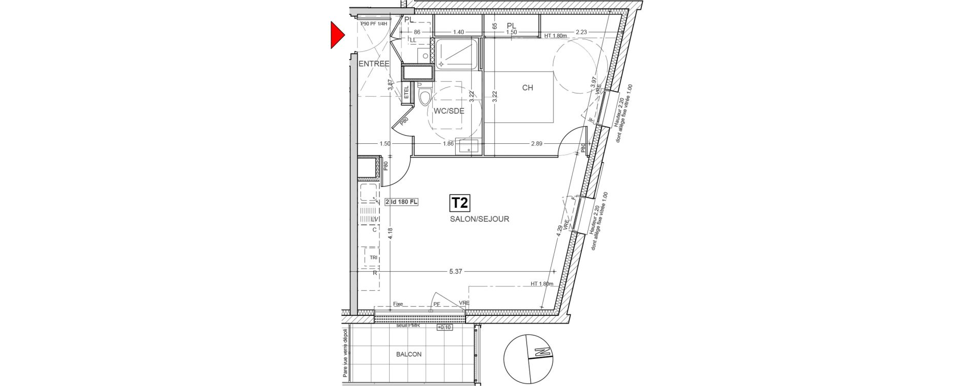 Appartement T2 de 43,85 m2 au Rheu Centre