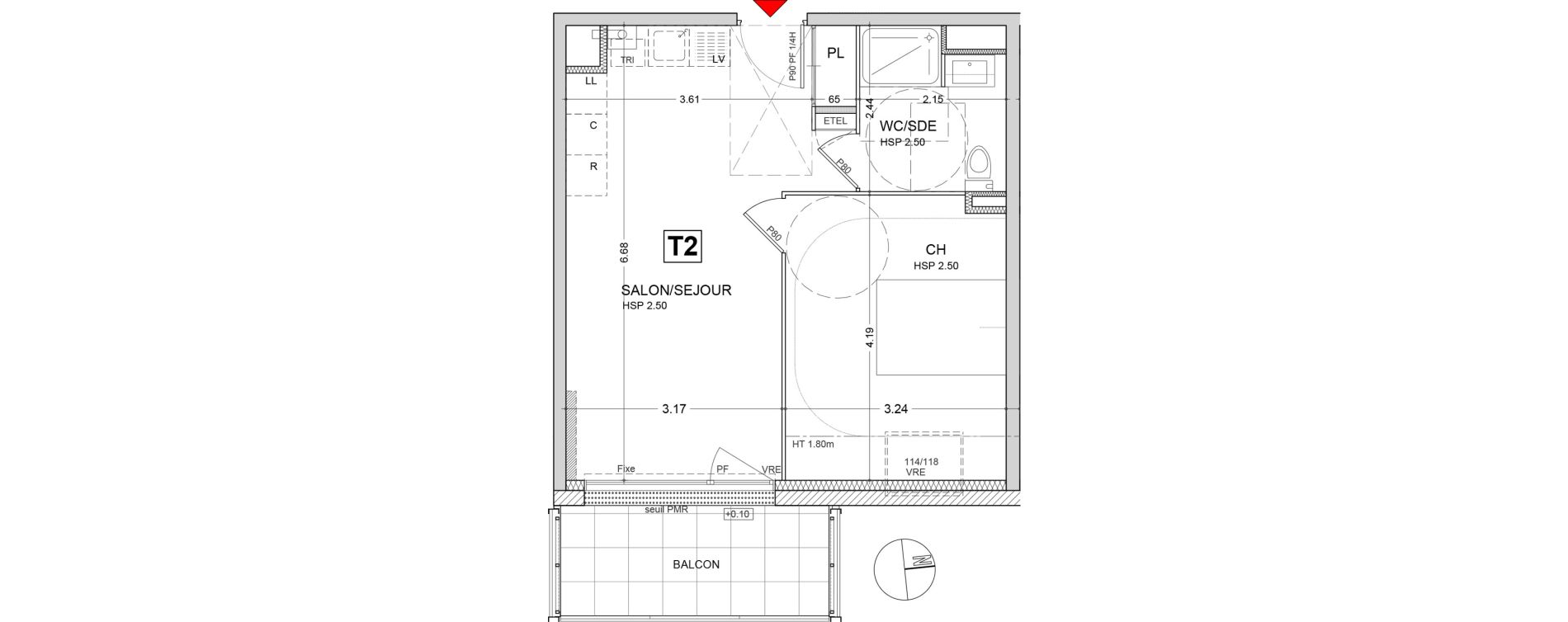 Appartement T2 de 40,03 m2 au Rheu Centre