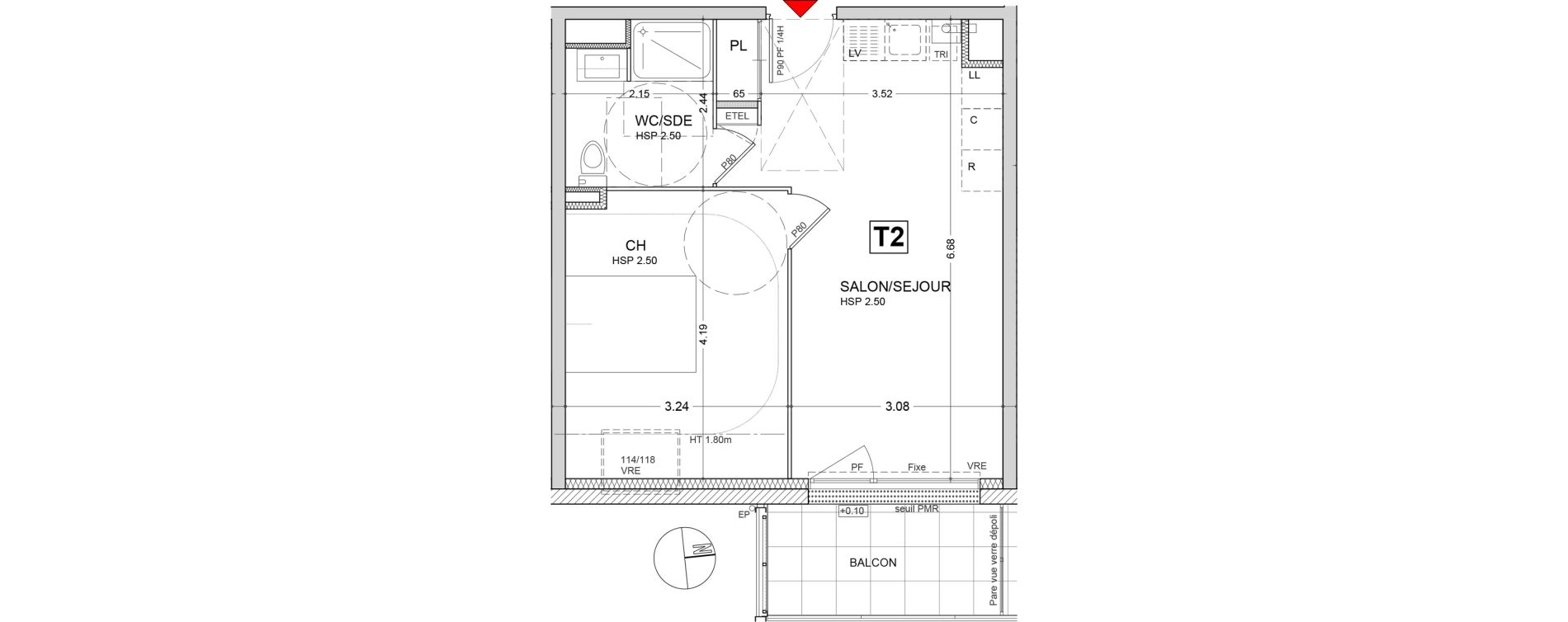 Appartement T2 de 39,43 m2 au Rheu Centre