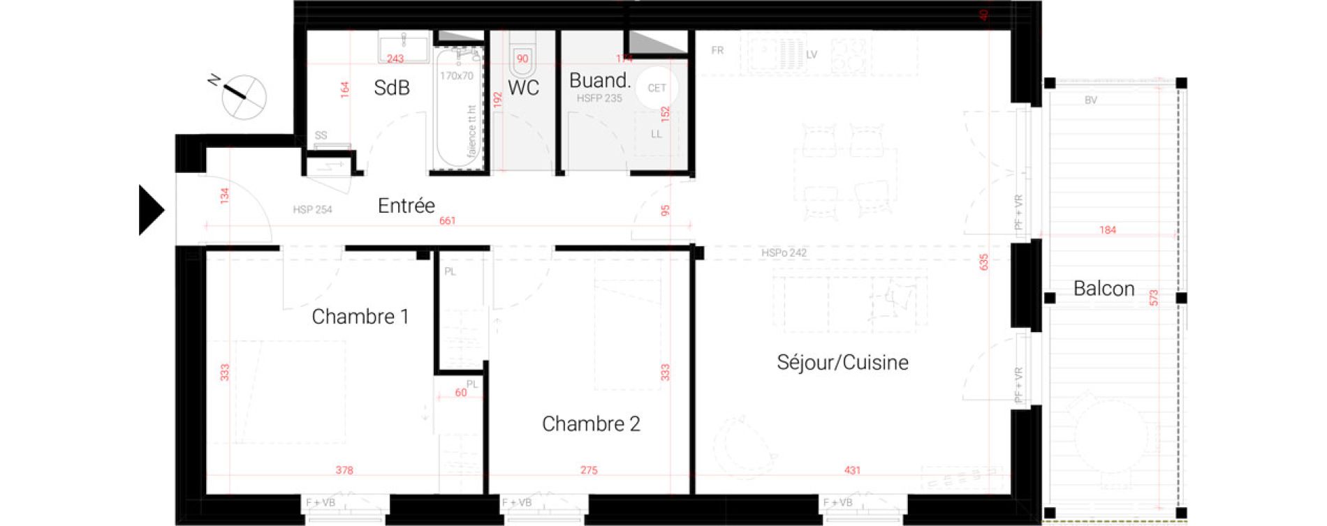 Appartement T3 de 64,40 m2 au Rheu La tr&eacute;meli&egrave;re