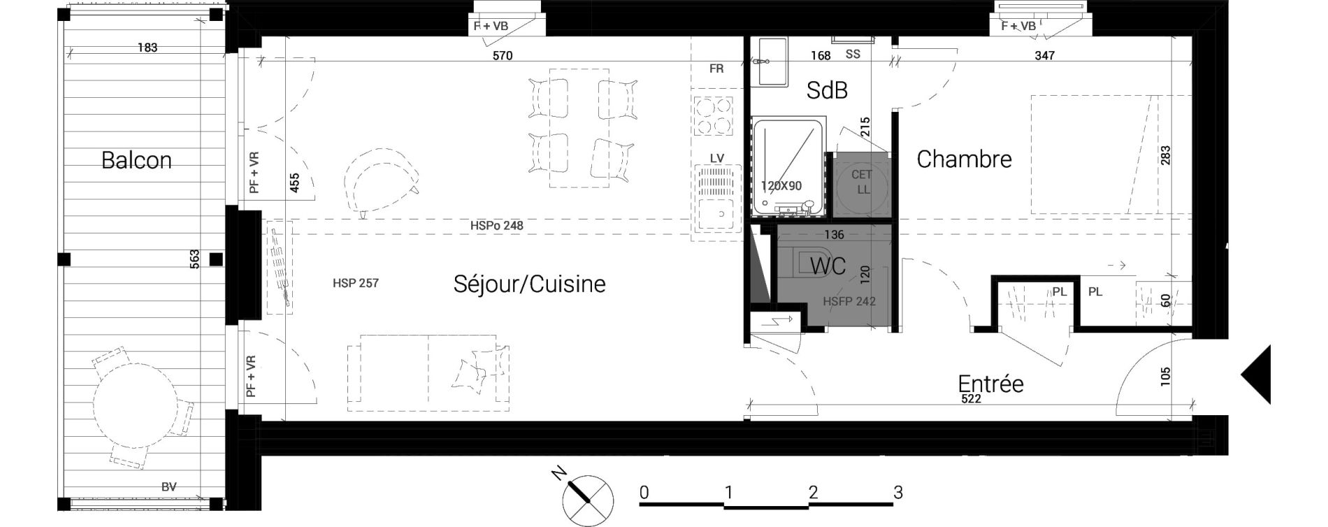 Appartement T2 de 47,90 m2 au Rheu La tr&eacute;meli&egrave;re