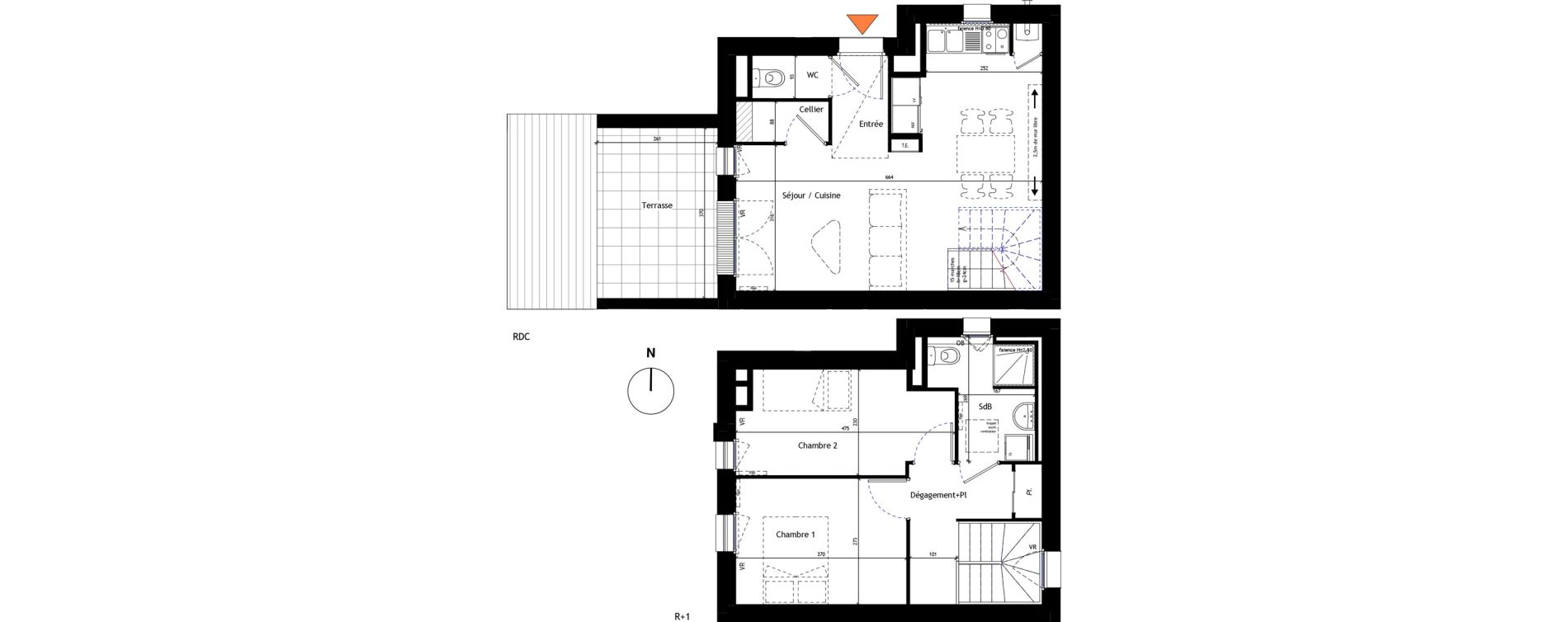 Duplex T3 de 61,84 m2 &agrave; L'Hermitage Centre