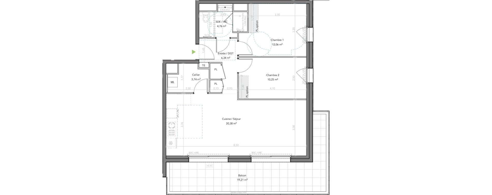 Appartement T3 de 67,53 m2 &agrave; Liffr&eacute; Centre