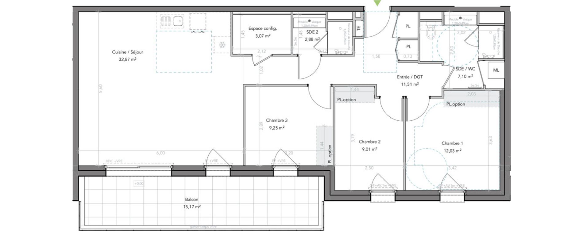 Appartement T4 de 87,72 m2 &agrave; Liffr&eacute; Centre
