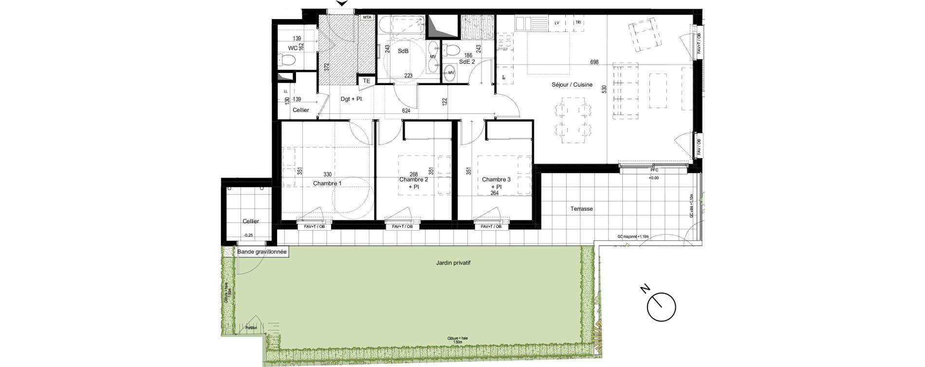 Appartement T4 de 90,64 m2 &agrave; Liffr&eacute; Centre