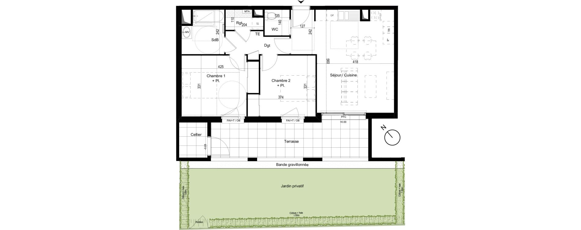 Appartement T3 de 62,77 m2 &agrave; Liffr&eacute; Centre