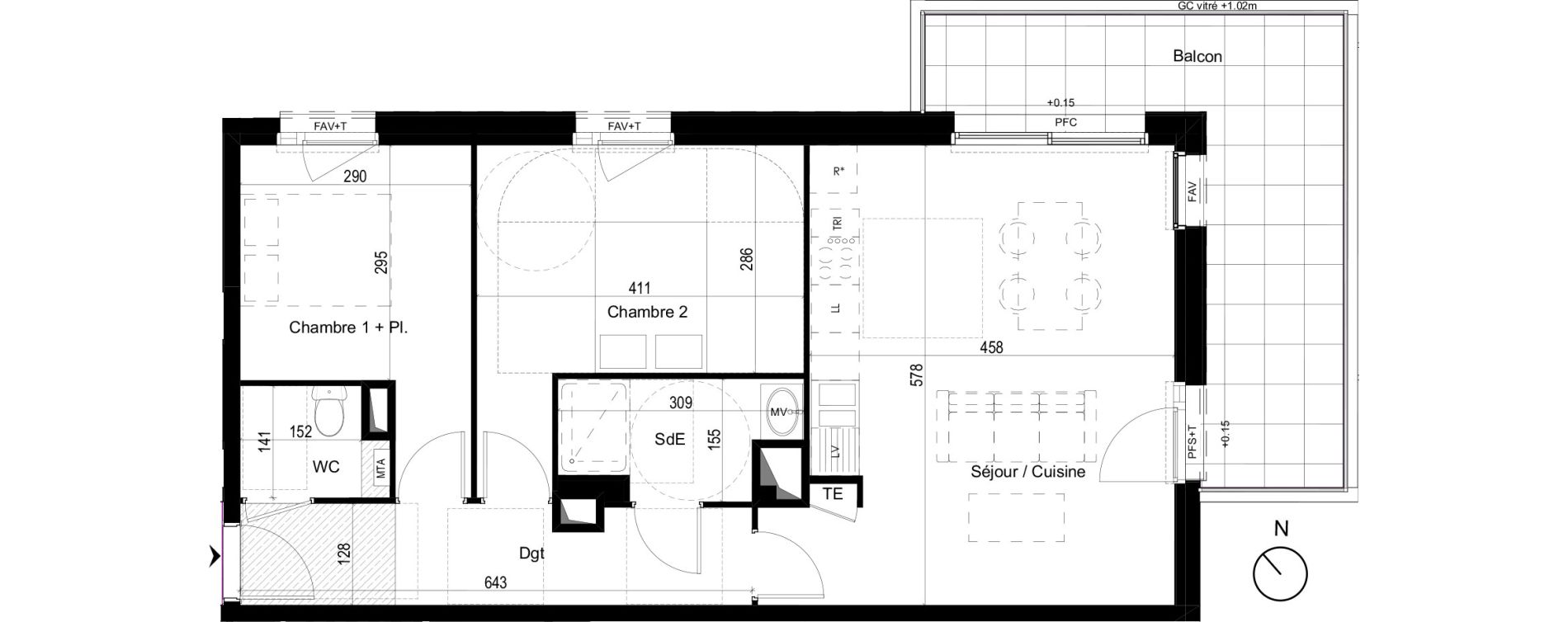 Appartement T3 de 64,51 m2 &agrave; Liffr&eacute; Centre