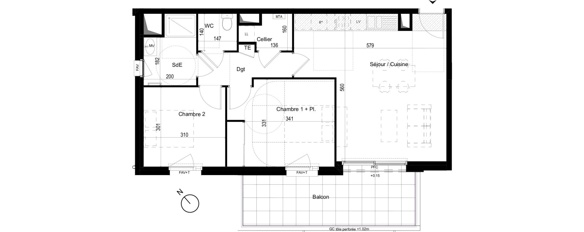 Appartement T3 de 62,47 m2 &agrave; Liffr&eacute; Centre