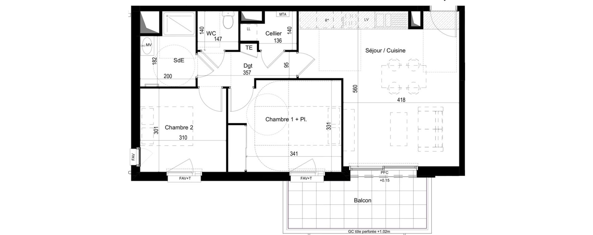 Appartement T3 de 62,44 m2 &agrave; Liffr&eacute; Centre