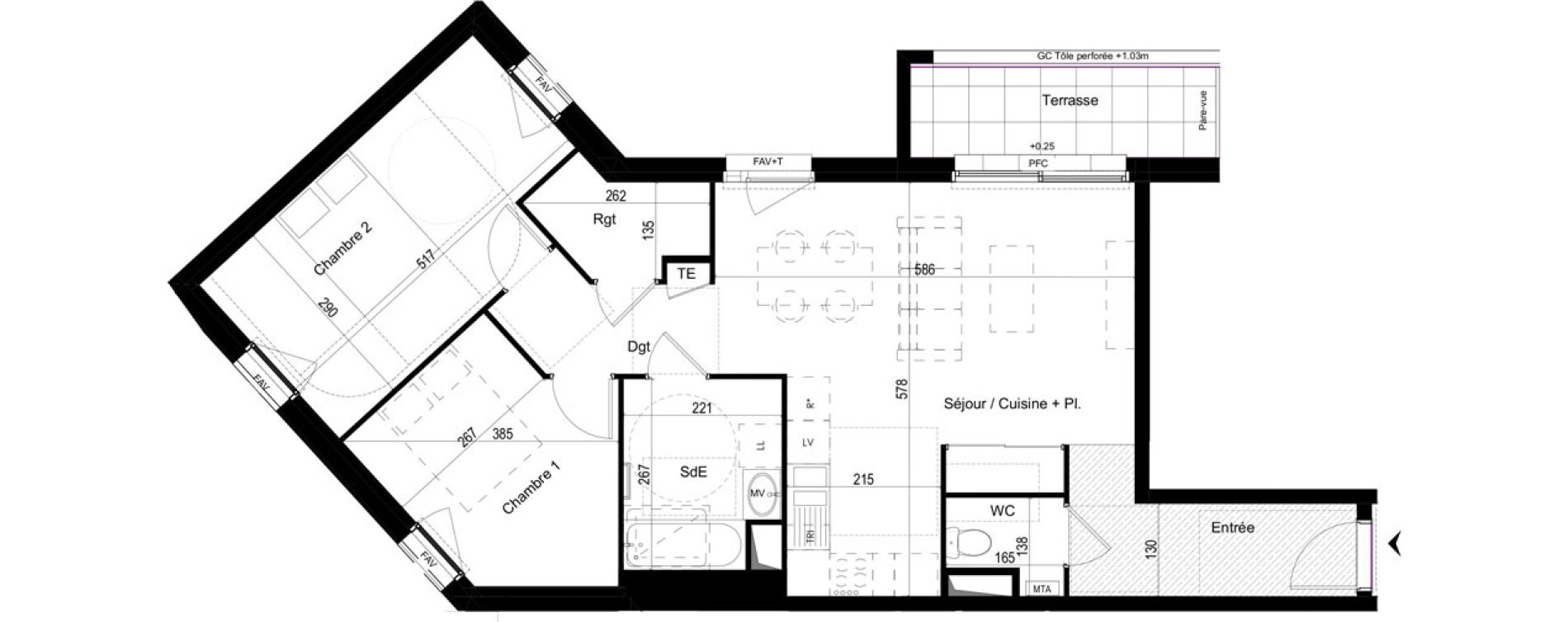 Appartement T3 de 70,10 m2 &agrave; Liffr&eacute; Centre