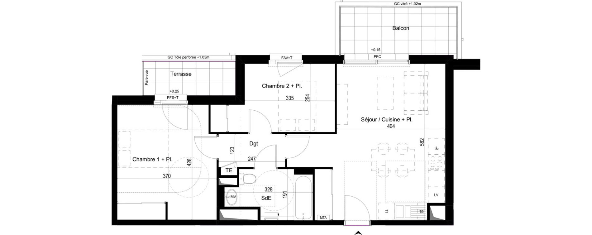 Appartement T3 de 60,34 m2 &agrave; Liffr&eacute; Centre