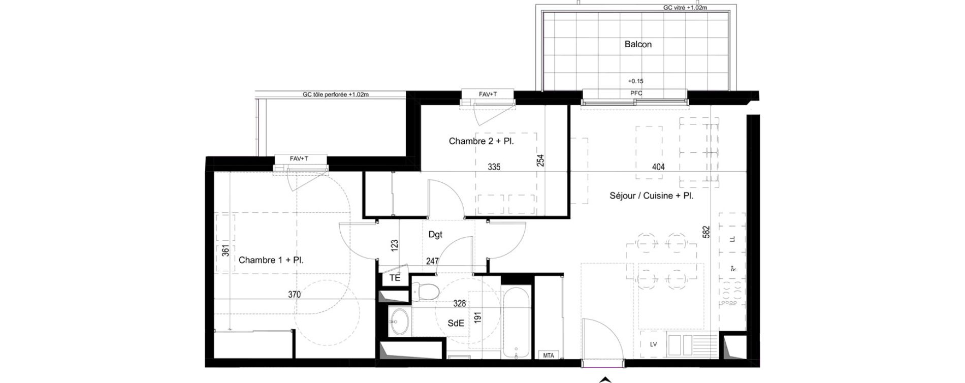 Appartement T3 de 60,35 m2 &agrave; Liffr&eacute; Centre