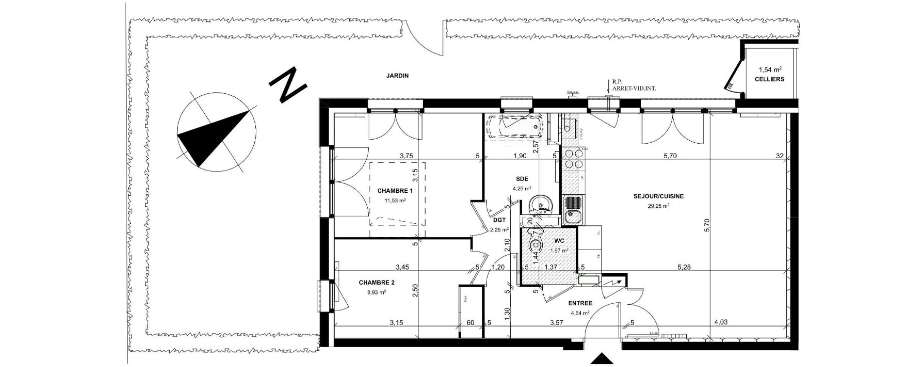 Appartement T3 de 63,14 m2 &agrave; Liffr&eacute; Centre