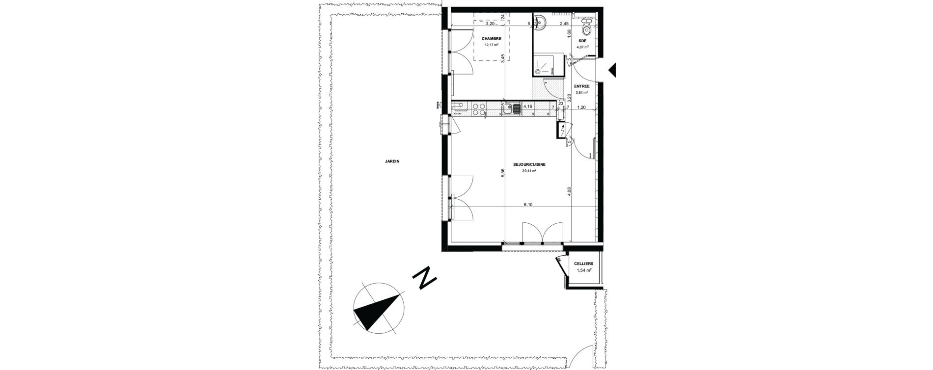 Appartement T2 de 50,29 m2 &agrave; Liffr&eacute; Centre