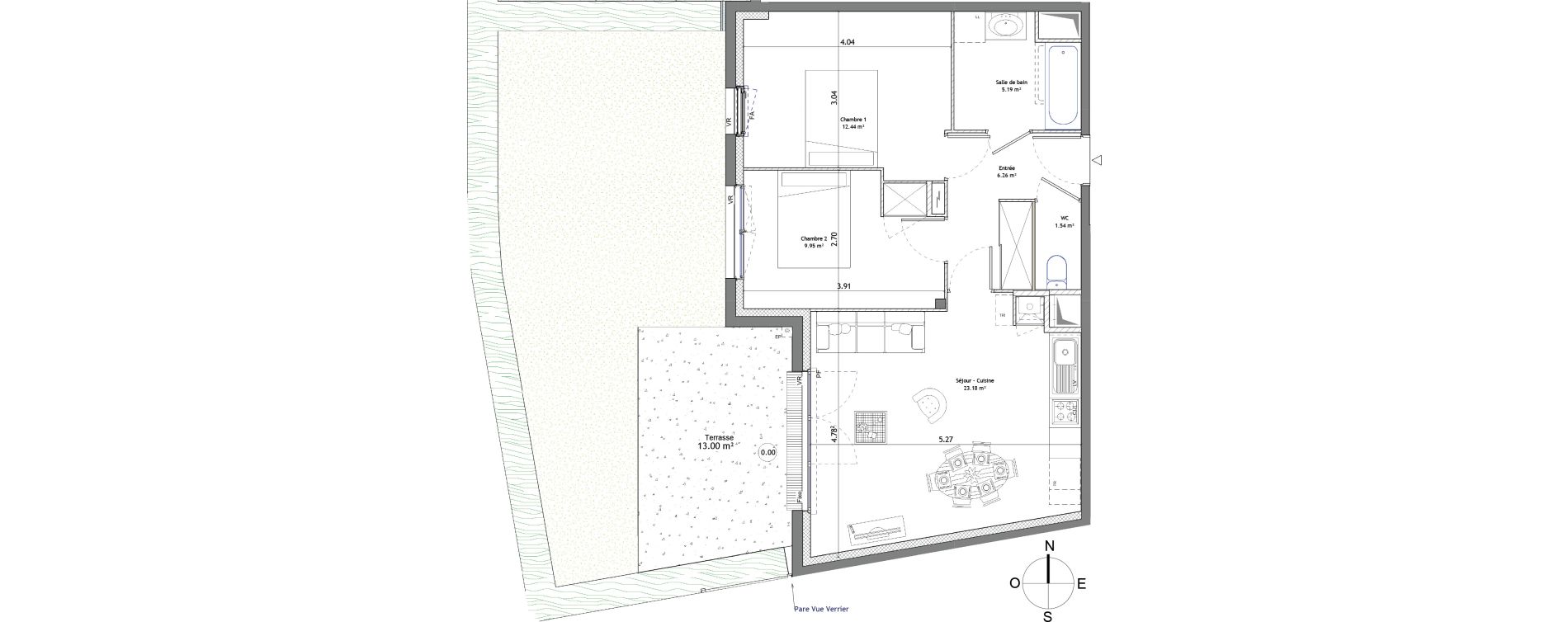 Appartement T3 de 58,56 m2 &agrave; Mordelles Centre