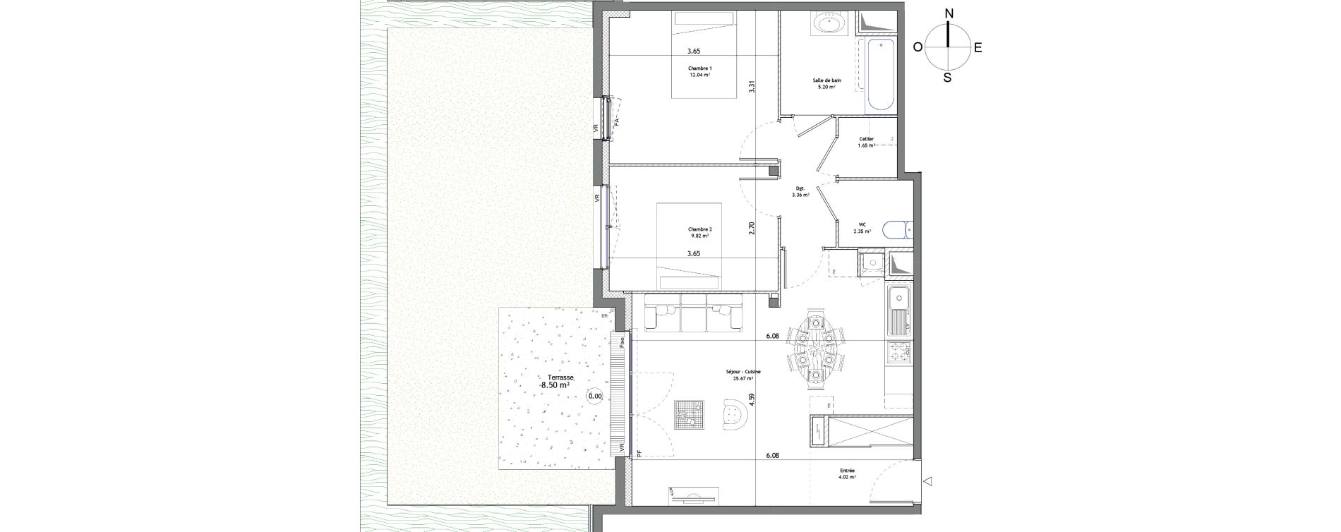 Appartement T3 de 64,11 m2 &agrave; Mordelles Centre