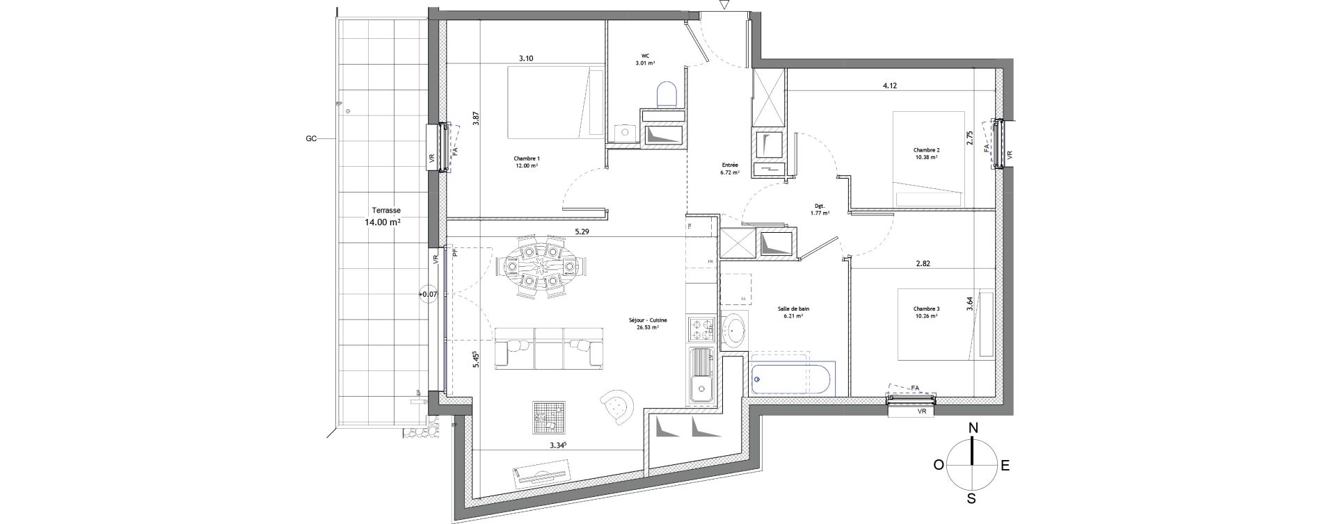 Appartement T4 de 76,88 m2 &agrave; Mordelles Centre