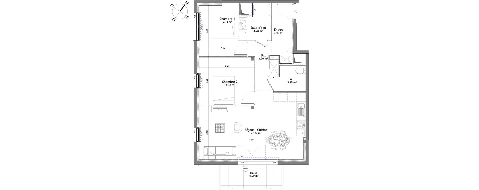 Appartement T3 de 65,00 m2 &agrave; Mordelles Centre