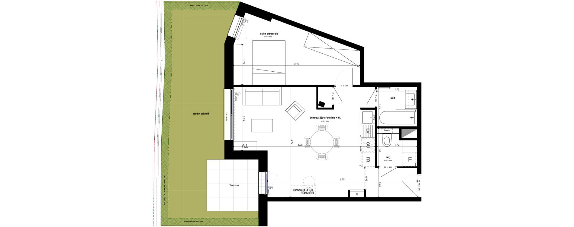 Appartement T2 de 45,60 m2 &agrave; Mordelles Vinc&eacute;
