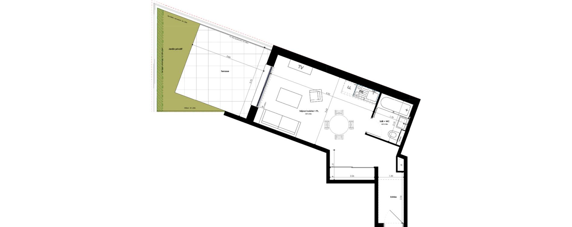 Appartement T1 de 32,32 m2 &agrave; Mordelles Vinc&eacute;