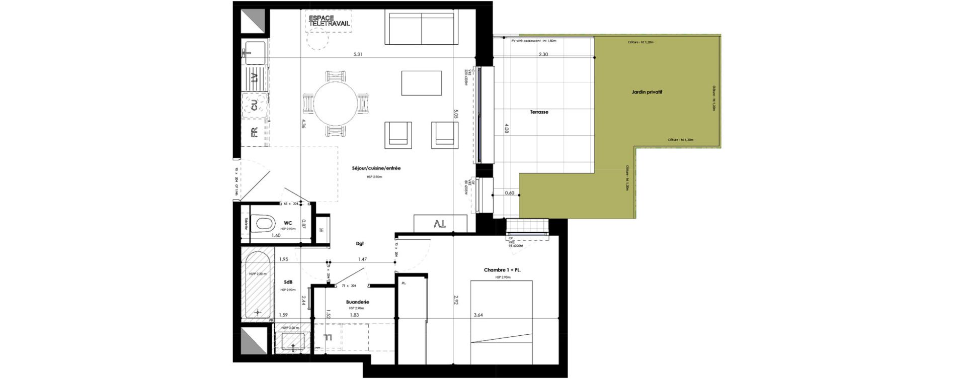 Appartement T2 de 45,28 m2 &agrave; Mordelles Vinc&eacute;