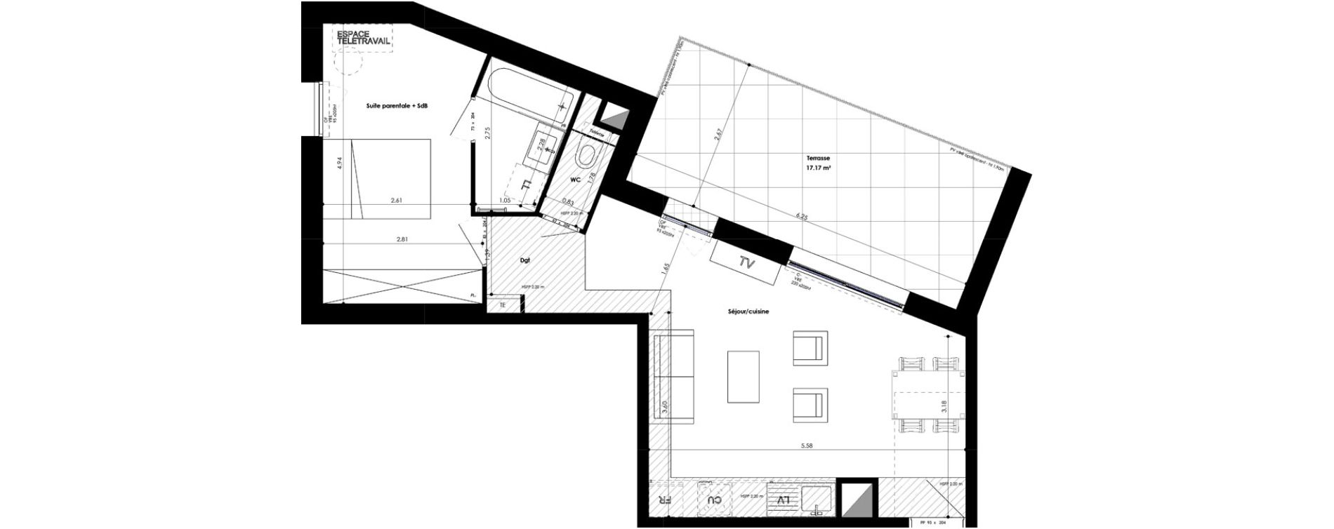 Appartement T2 de 46,52 m2 &agrave; Mordelles Vinc&eacute;